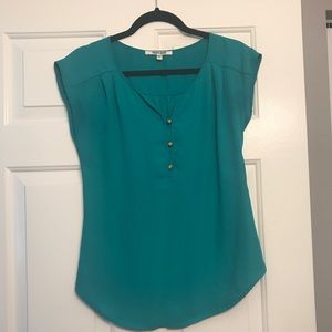 Teal Blouse with gold metal detail